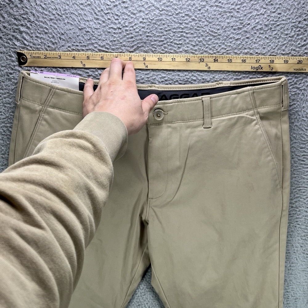Haggar Chino Pants Mens 38x29 Khaki In Motion Stretch Straight Fit NWT - Picture 9 of 15